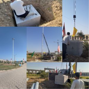 بهره برداری از مصوبات بازدیدهای گذشته سید محسن موسوی زاده/ برج نوری (پروژکتور روشنایی) زیارتگاه شهدای جهاد عشایر شهرستان حمیدیه نصب شد