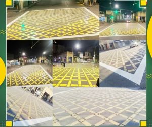 اجرای نقوش ترافیکی کاهش سرعت در چهارراه امام خمینی(ره) شوشتر