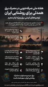 هفته ملی صرفه جویی در مصرف برق/همدلی برای روشنایی ایران/توصیه های ایمنی برق ویژه ایام محرم